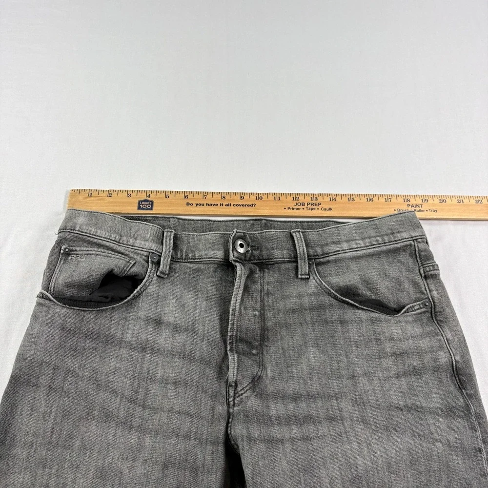 G Star Raw Jeans Mens 36x36 Gray 3301 Slim Tapered Denim Button Fly